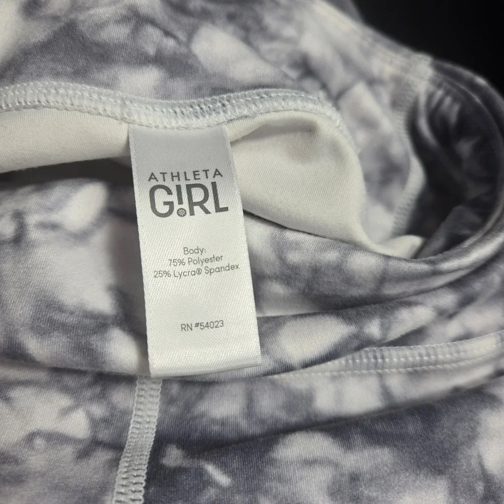 Athleta Girl Tie Dye Crop Leggings Grey White‎ Purple Gym Athletic Size L